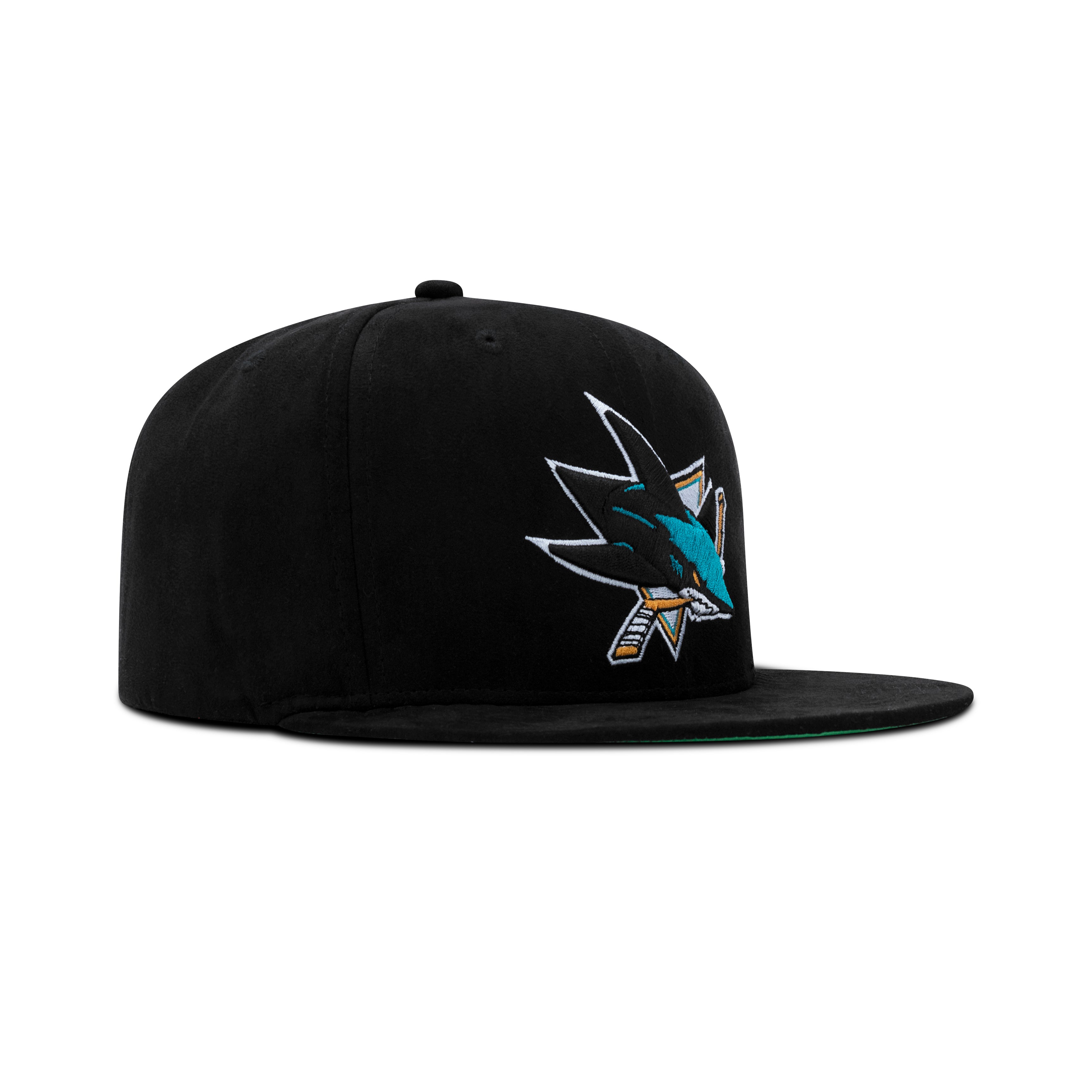 Mitchell & Ness San Jose Sharks Sweet Suede Snapback Green Satin Bottom 