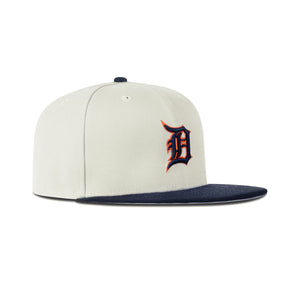 New Era Detroit Tigers Fitted Grey Bottom "Cream Navy" (1935 & 1984 World Series Embroidery)