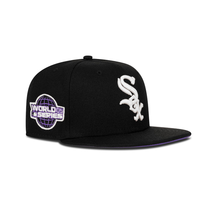 New Era Chicago White Sox Fitted Purple Bottom "Black White" (2005 World Series Embroidery)