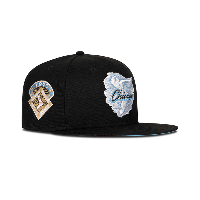 New Era Chicago White Sox Fitted Sky Bottom "Black Sky" (1950 Chicago Embroidery)