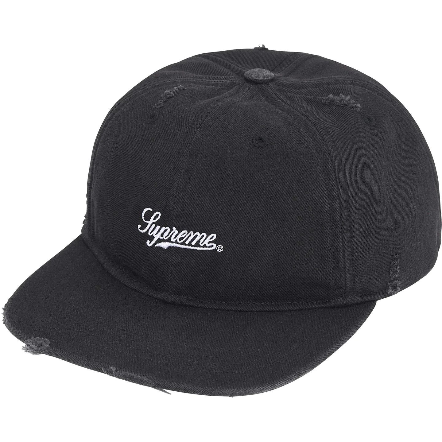 Supreme Distressed Script Heavy Chino 6-Panel Cap 