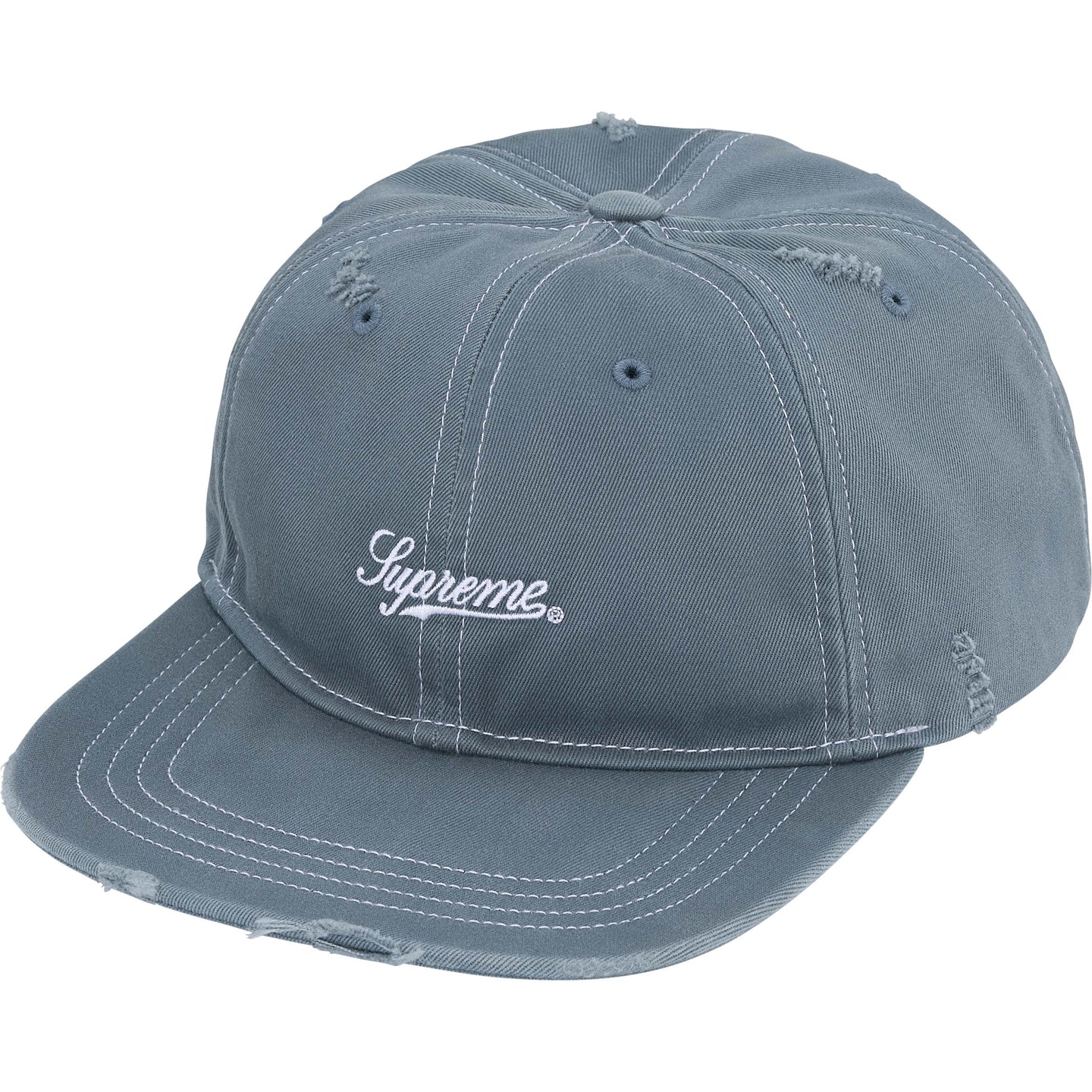 Supreme Distressed Script Heavy Chino 6-Panel Cap 
