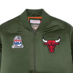 Mitchell & Ness NBA Chicago Bulls Satin Bomber Jacket "Olive"