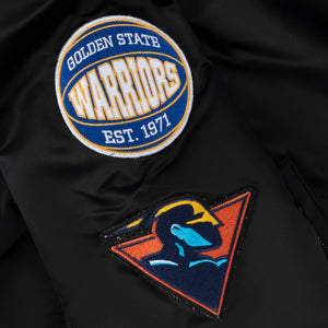 Mitchell & Ness NBA Golden State Warriors Satin Bomber Jacket "Black"