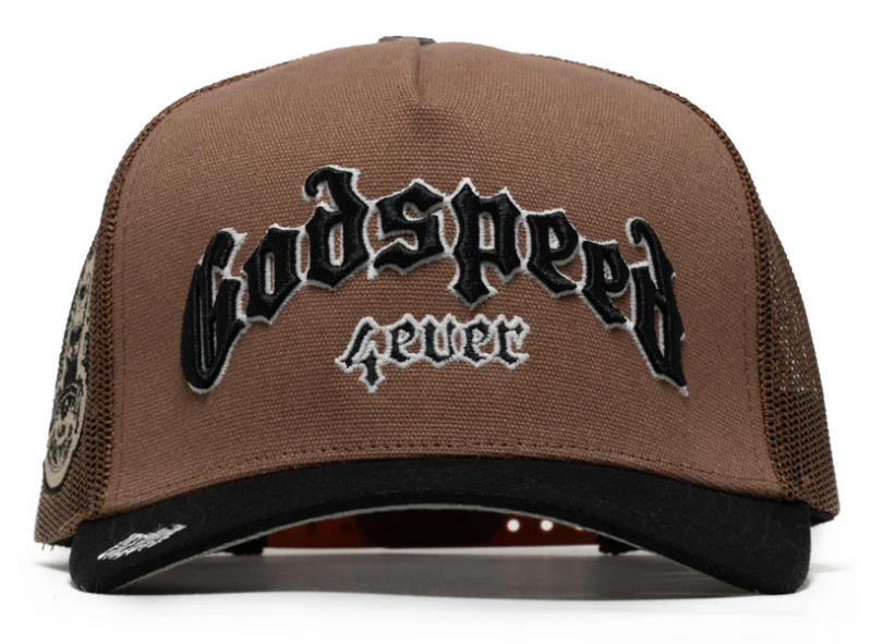 Godspeed Forever Trucker Snapback Hat Grey Bottom 