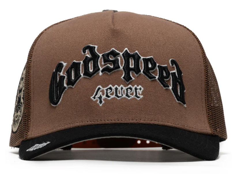 Godspeed Forever Trucker Snapback Hat Grey Bottom 