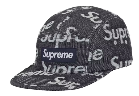 Supreme Jacquard Logos Denim Camp Cap 