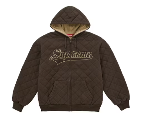 Supreme Quilted Zip Up Hooded Sweatshirt 