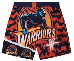 Mitchell & Ness NBA Warriors Jumbotron 2.0 Sublimated Shorts "Navy Yellow"