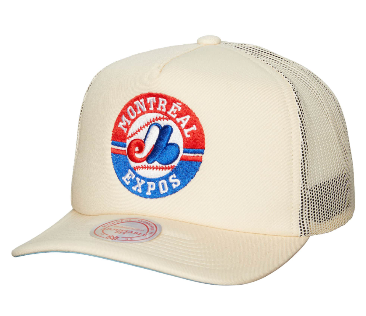 Mitchell & Ness Montreal Expos Evergreen Trucker Coop Snapback Sky Bottom 