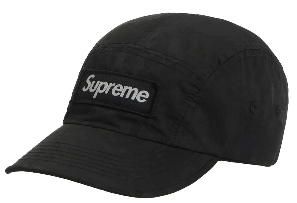 Supreme Overdye Nylon Camo Camp Dad Hat "Black"