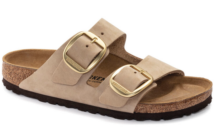 Womens Birkenstock Arizona Big Buckle Nubuck Leather Sandals "Sandcastle"