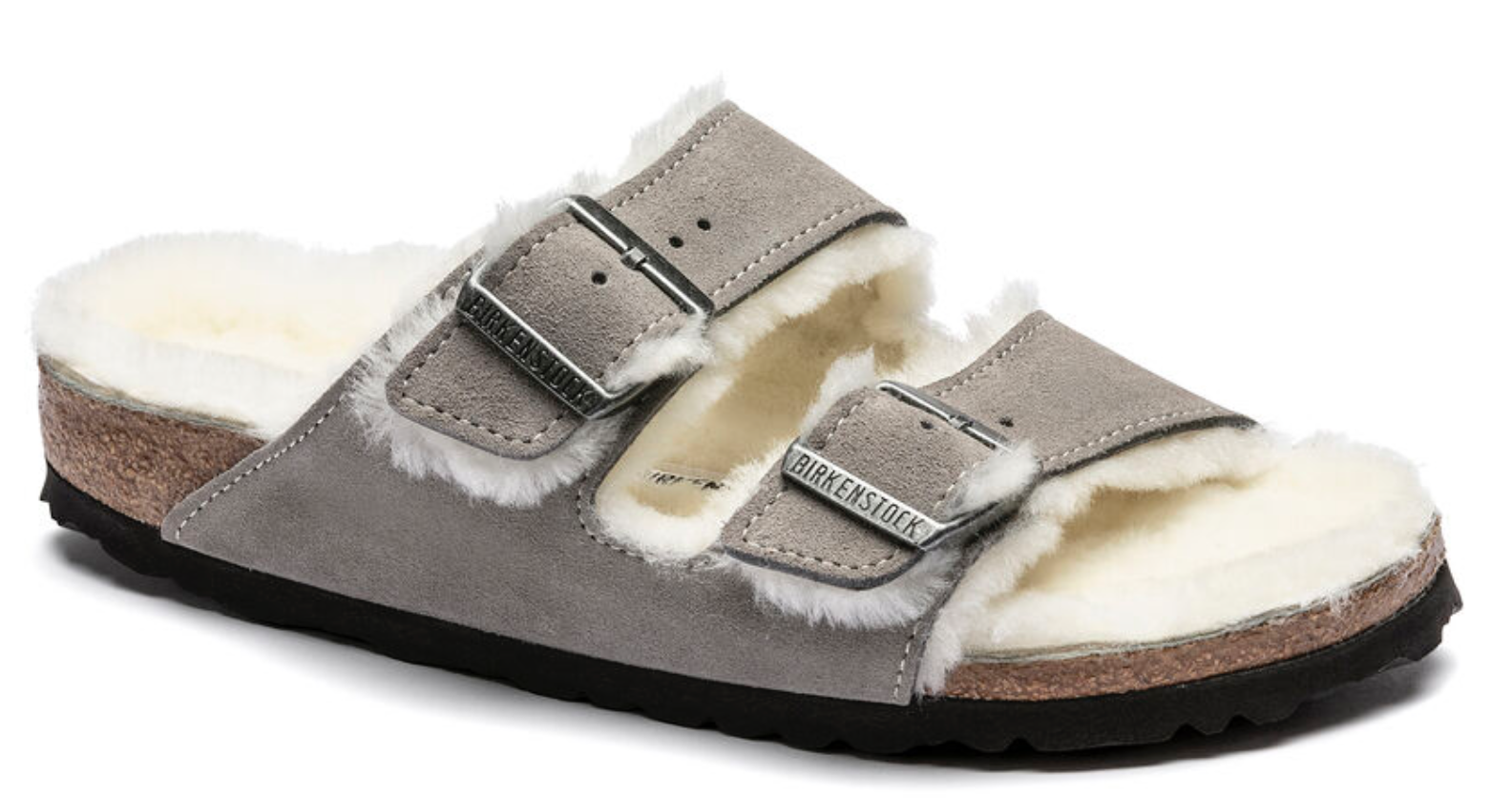Womens Birkenstock Arizona Shearling Suede Leather Sandals 
