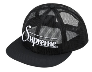 Supreme Mesh Crown 6 Panel Snapback Hat "Black"