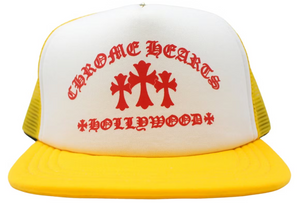 Chrome Hearts King Taco Trucker Snap back Hat "White Yellow Red"