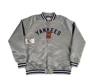 Mitchell & Ness MLB New York Yankees Lightweight Satin Jacket "Grey Blue"