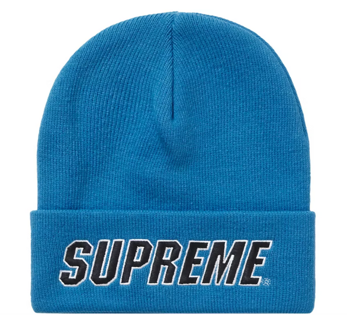 Supreme Slanted Logo Beanie "Blue"