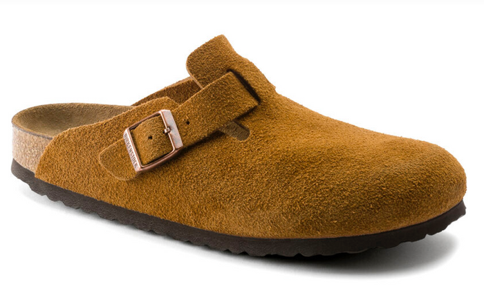 Womens Birkenstock Boston Soft Footbed Suede Leather Sandals "Mink"