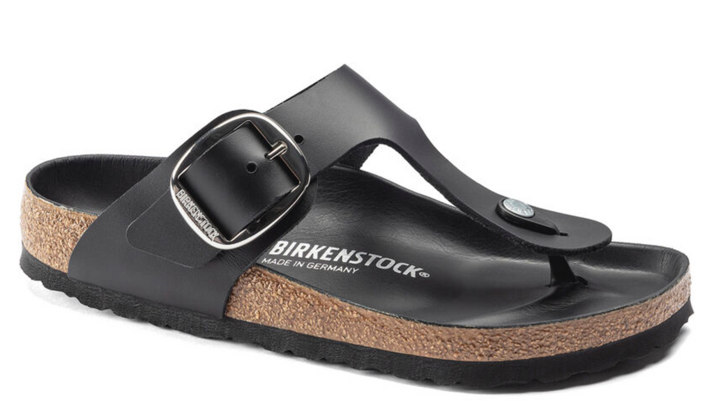 Womens Birkenstock Gizeh Big Buckle Oiled Leather Sandals "Black"