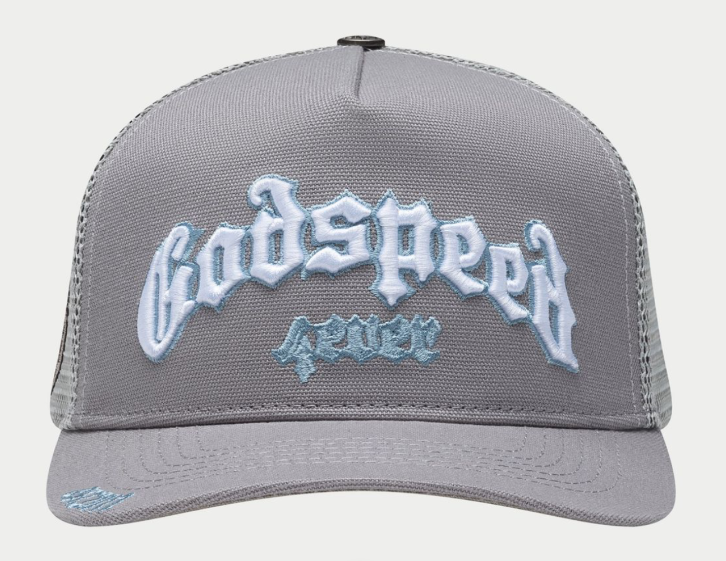Godspeed Forever Trucker Snapback Hat Grey Bottom 