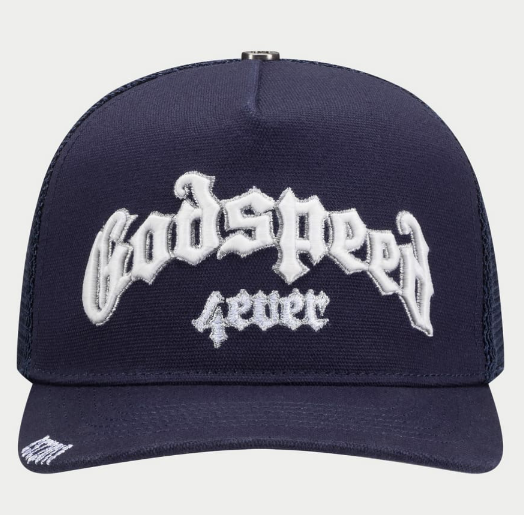 Godspeed Forever Trucker Snapback Hat Grey Bottom 