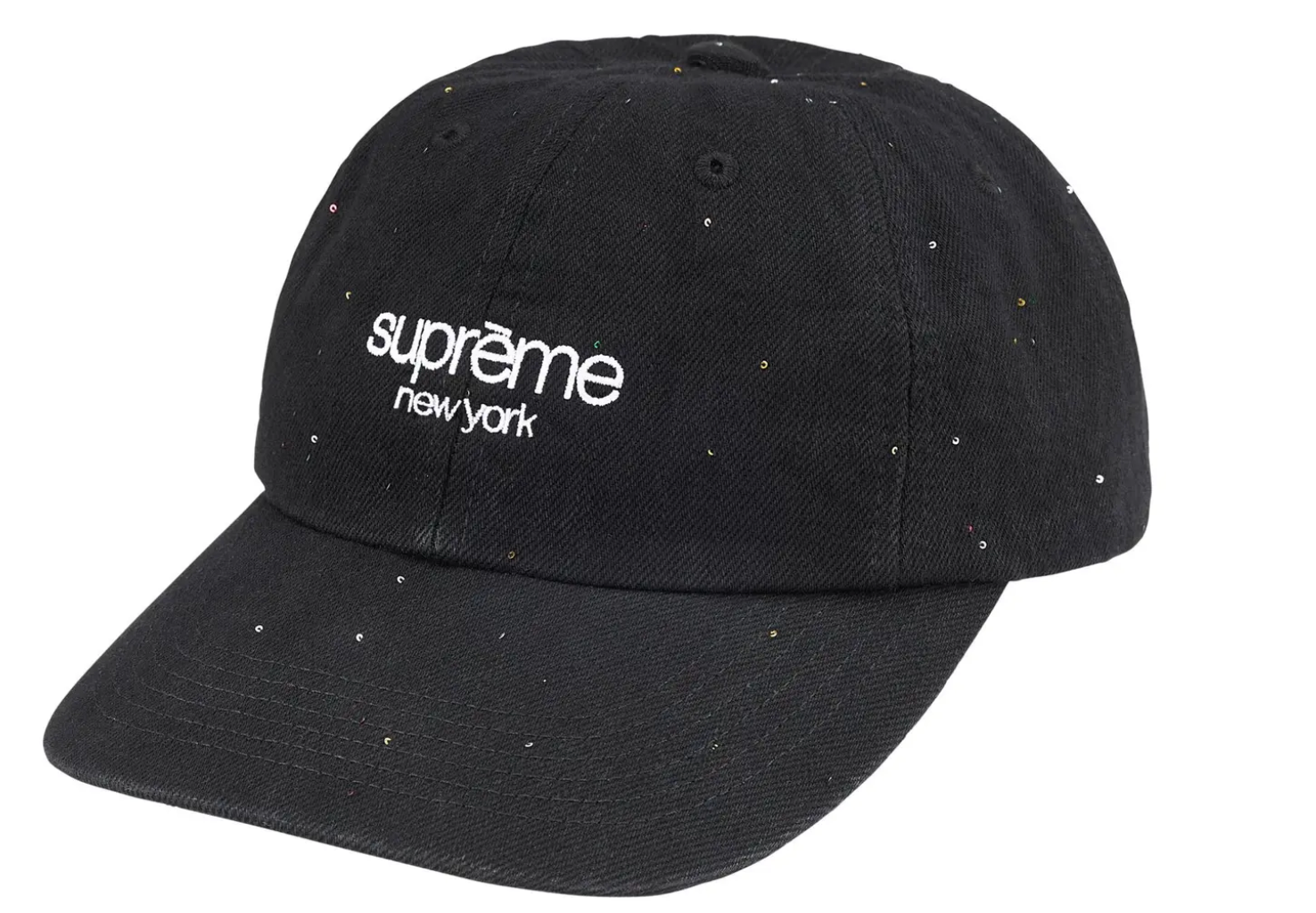 Supreme Sequin Denim Classic Logo 6-Panel Dad Hat 
