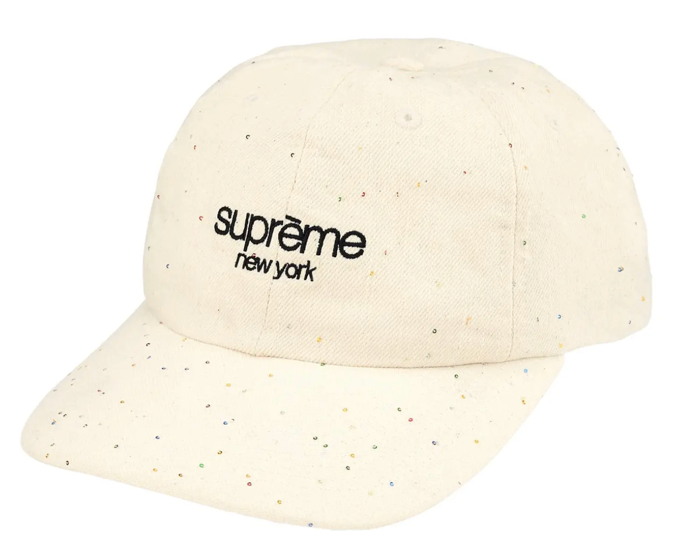 Supreme Sequin Denim Classic Logo 6-Panel Dad Hat 