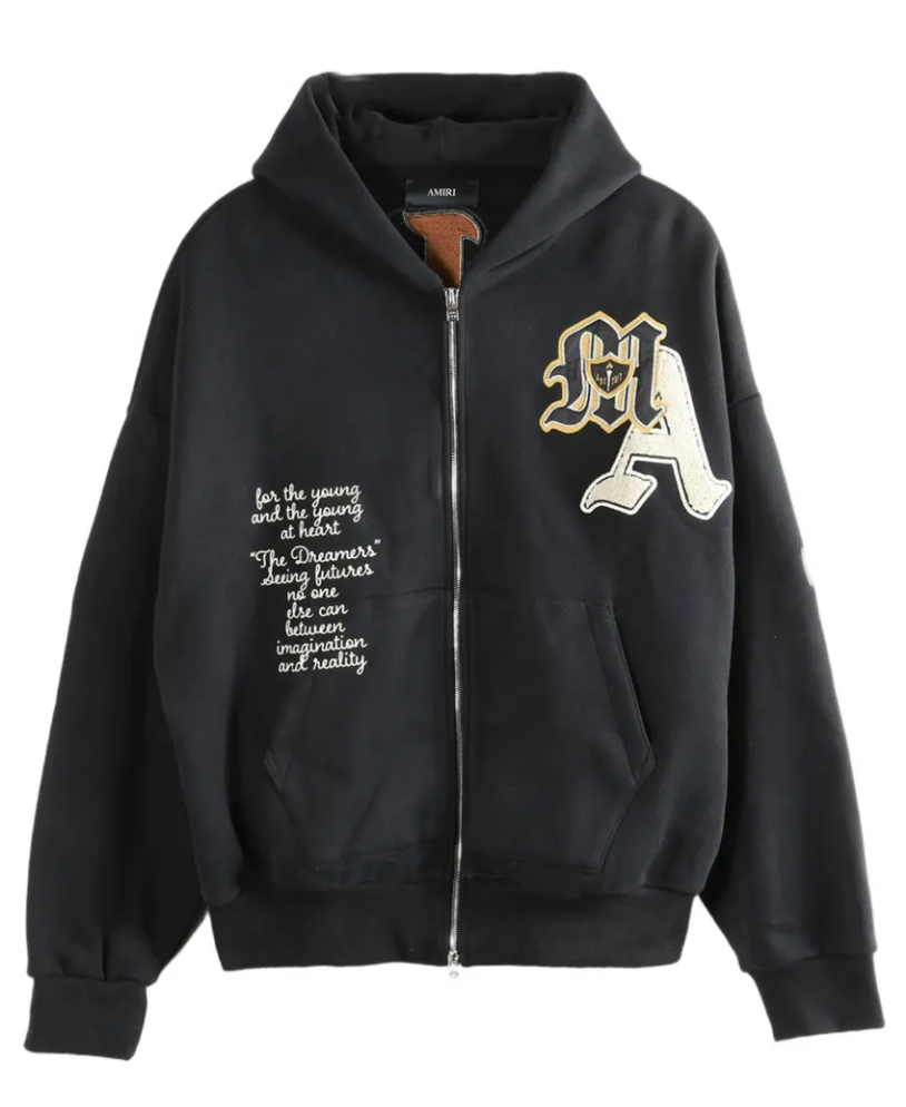 AMIRI Varsity Patch Oversized Zip Hoodie 