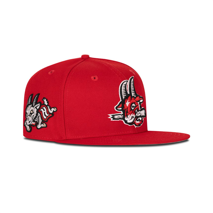 New Era Hartford Yard Goats Fitted Green Bottom "Red Black" (Goat Logo Embroidery)