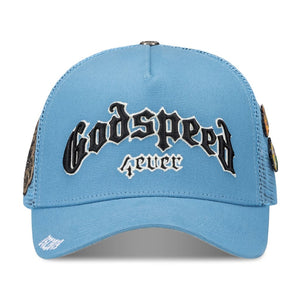 Godspeed Forever Trucker Snapback Hat Grey Bottom 