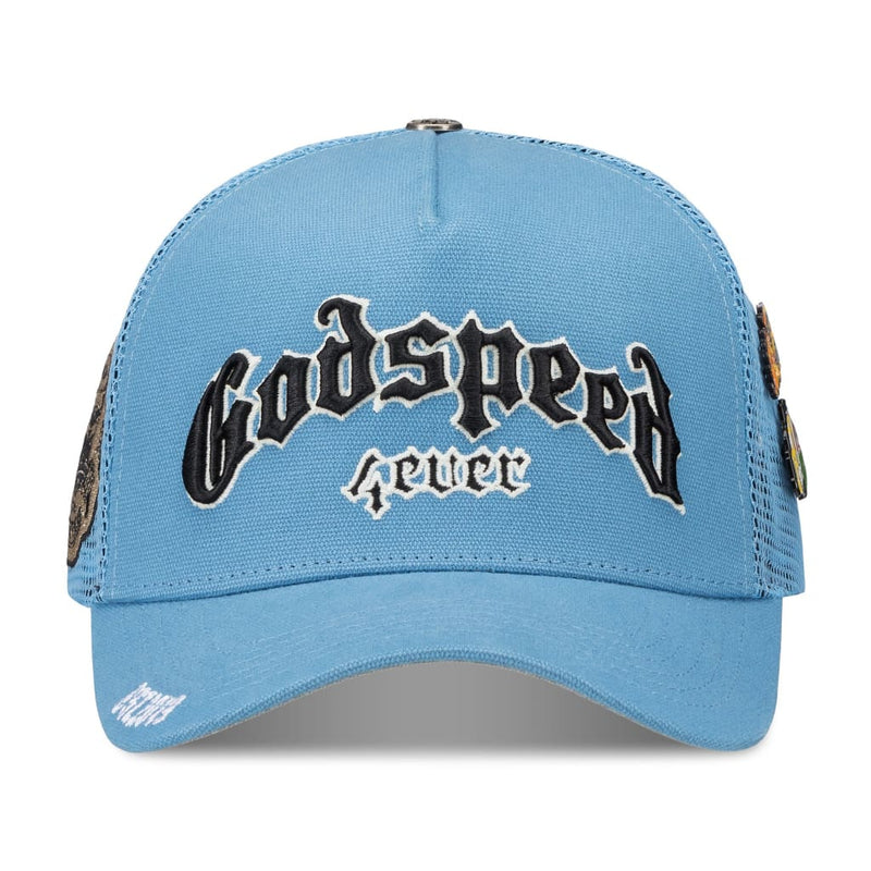 Godspeed Forever Trucker Snapback Hat Grey Bottom 