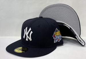 New Era New York Yankee Fitted Grey Bottom "Navy Blue" (1999 World Series Embroidery)
