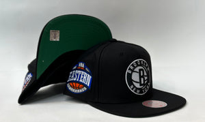 Mitchell & Ness Brooklyn Nets Snap back Green Bottom "Black White" (Eastern Conference Patch Embroidery)