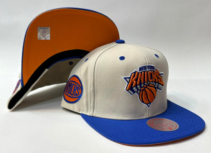 Mitchell & Ness New York Knicks 2 Tone Snap back Orange Bottom "Cream Royal" (Knicks Patch Embroidery)