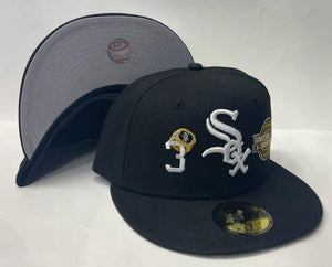 New Era Chicago White Sox Fitted Grey Bottom "Black White" (Multi World Series Embroidery)