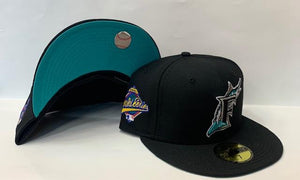 New Era Florida Marlins Fitted Teal Bottom "Black Teal" (1997 World Series Embroidery)