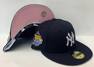 New Era New York Yankee Fitted Pink Bottom "Navy Blue" (1999 World Series Embroidery)