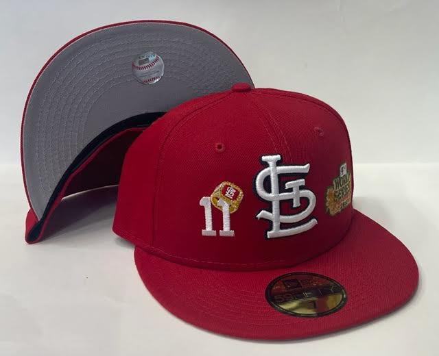 New Era St. Louis Cardinals Fitted Grey Bottom "Red White" (Multi World Series Embroidery)