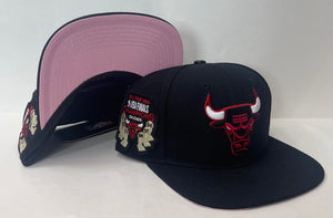 Promax Chicago Bulls Snap back Pink Bottom "Black Red" (6 X Champs Embroidery)