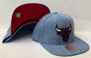 Mitchell & Ness Chicago Bulls Denim Snapback Red Bottom "Denim Blue"
