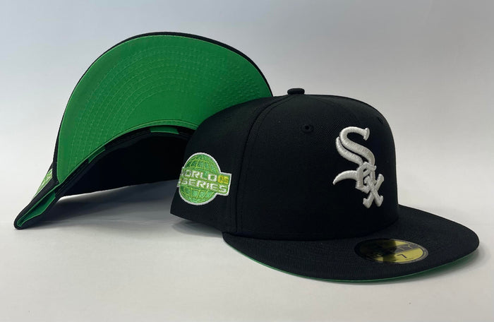 New Era Chicago White Sox Fitted Lime Green Bottom "Black White" (2005 World Series Embroidery)