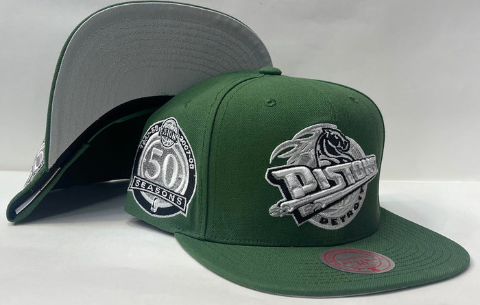 Mitchell & Ness Detroit Pistons  Snap back "Gorge Green" (50TH Seasons Embroidery)