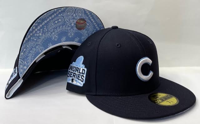 New Era Chicago Cubs Fitted Sky Blue Bandana Bottom "Navy White" (2016 World Series Embroidery)