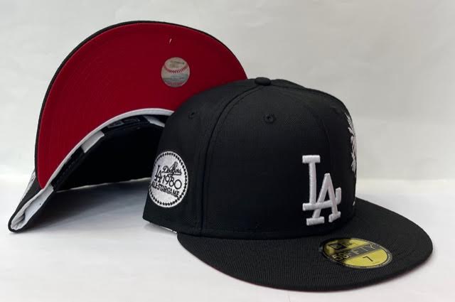 New Era Los Angeles Dodgers Fitted Red Bottom "Black White" (Palm Tree 1980 All Star Game Embroidery)