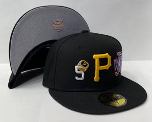 New Era Pittsburgh Pirates Fitted Grey Bottom "Black Yellow" (Multiple World Series Embroidery)