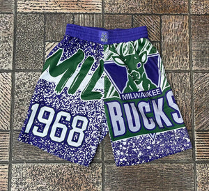 Mitchell & Ness NBA Bucks Jumbotron Submimated Shorts "Purple Green"