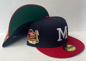 New Era Milwaukee Braves Fitted Green Bottom "Navy Red" (1957 World Series Embroidery With New Era Pin)