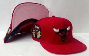 Promax Chicago Bulls Snap back Pink Bottom "Red Black" (6 X Champs Embroidery)