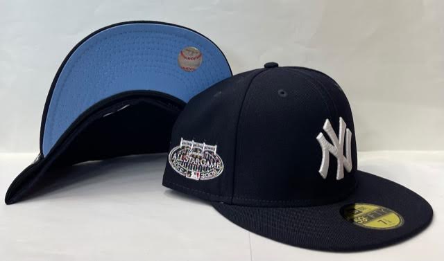 New Era New York Yankee Fitted Sky Blue Bottom "Navy White" (2008 All Star Game Rhine Stone Embroidery)