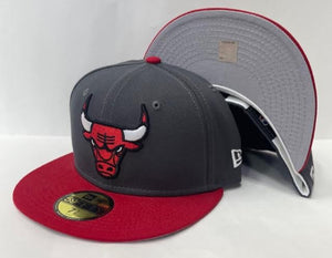 New Era Chicago Bulls Fitted Grey Bottom "Dark Grey Red"